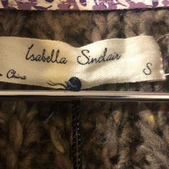 Anthropologie Isabella Sinclair Farfar Chunky Knit Cardigan Sweater Shawl Collar - Picture 5 of 8